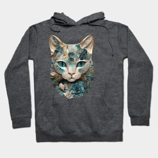 Mineral Jewel Kintsugi Cat Kitty Face Hoodie